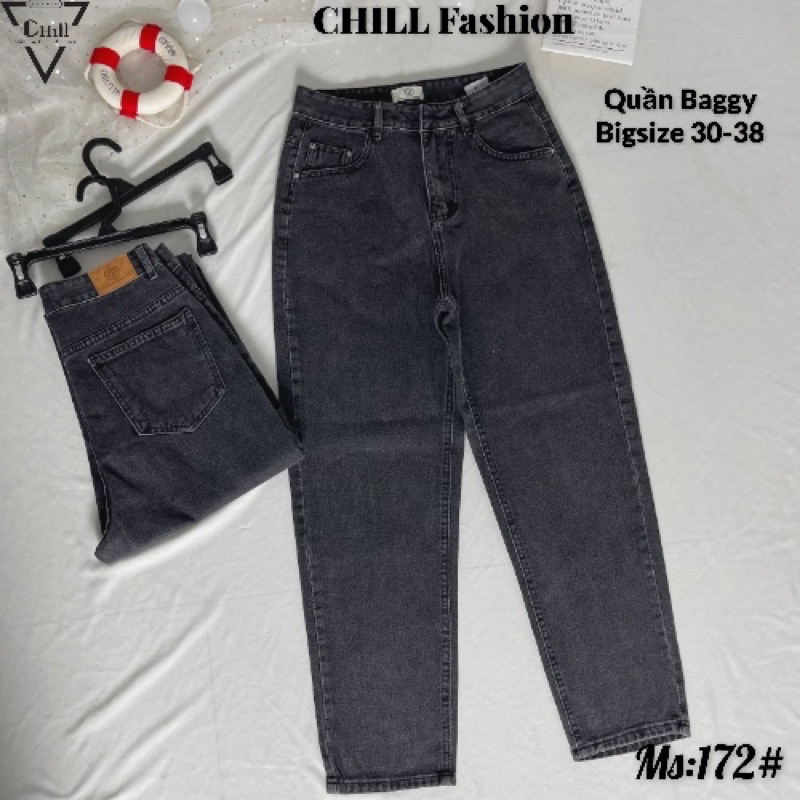 Quần baggy cỡ đại, quần baggy jeans đen trơn, big size, ống đứng trẻ trung, dễ phối đồ