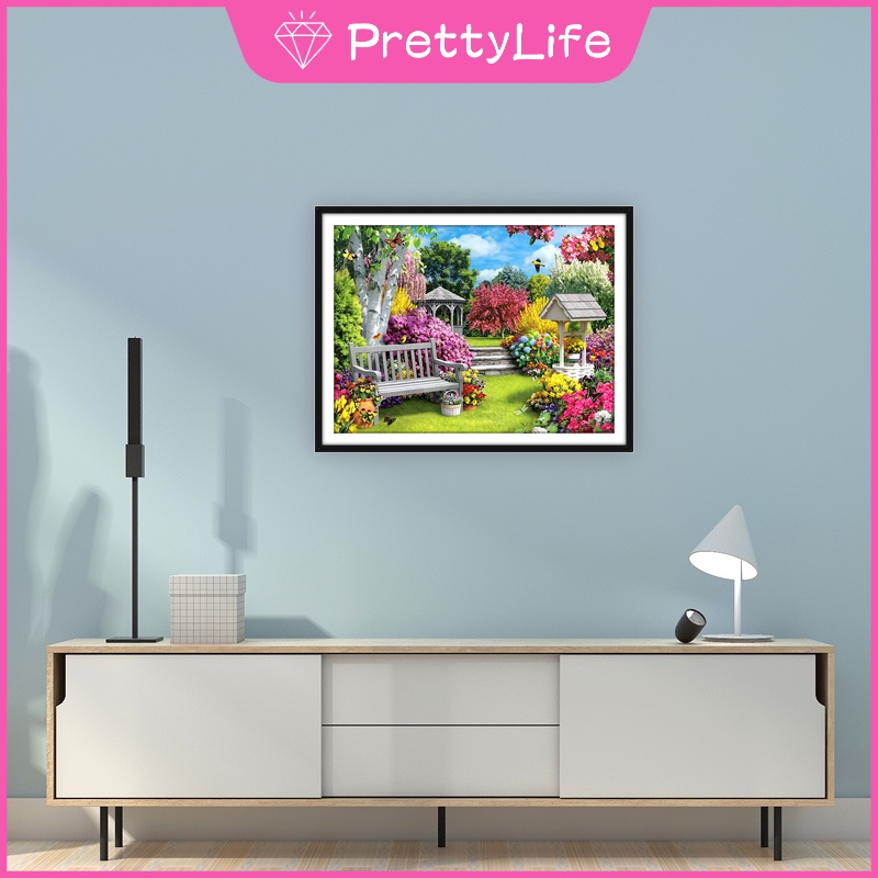 Bộ Tranh Đính Đá 5d Tự Làm 30x40cm Hình Phong Cảnh Khu Vườn Trang Trí Nhà Cửa