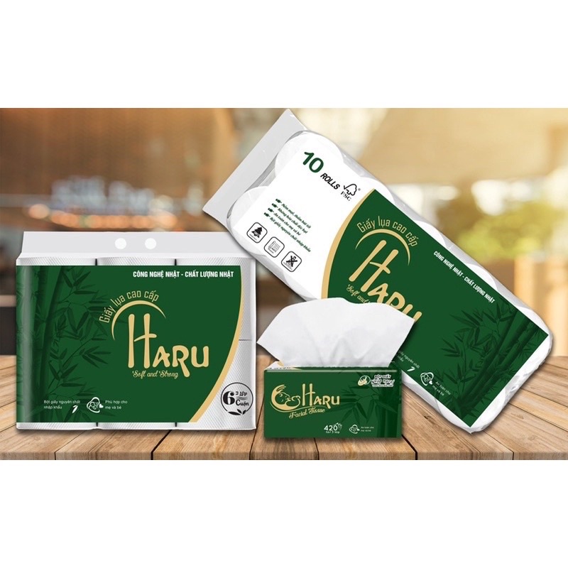 GIẤY VỆ SINH KHÔNG LÕI SIÊU DAI SIÊU MỀM MỊN HARU 6 cuộn, 10 cuộn