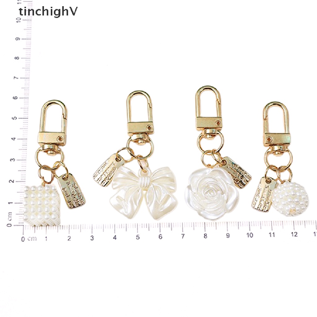 [TinchighV] Móc Khóa Ba Lô / Móc Khóa Hình Vuông Đính Ngọc Trai / Hoa Hình Học [Mới]