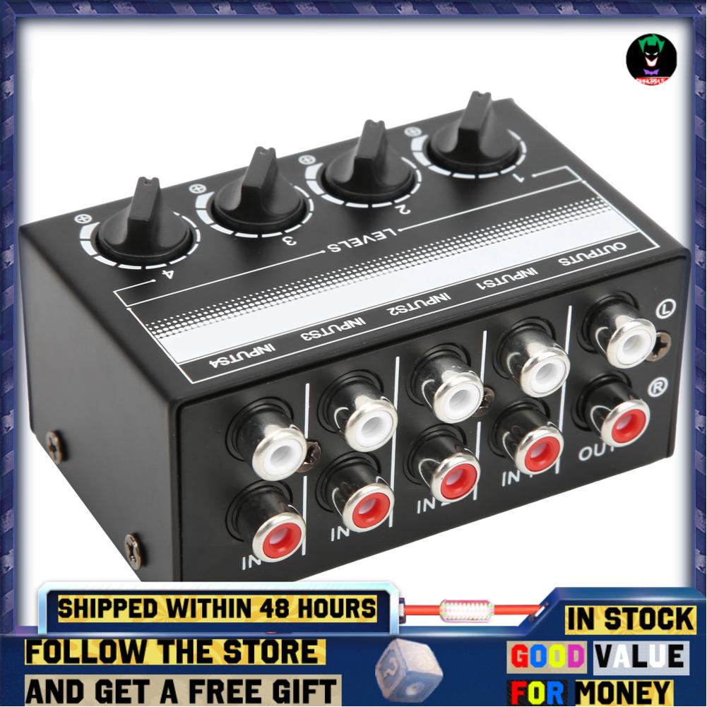 Sinhopsa Stereo Mixer Mini Passive Audio Signal 4‑Channel Hub Outdoor Singing Effect
