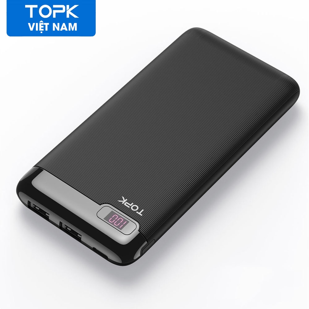 [Chính Hãng] Sạc Dự Phòng TOPK I1013 10000mAh 2 Cổng Dung Lượng Có Màn Hình Điện Tử