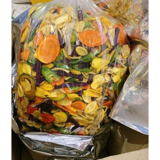 500g trái cây sấy giòn thập cẩm Đà Lạt 10 Vị, nguyên miếng, hàng xuất khẩu