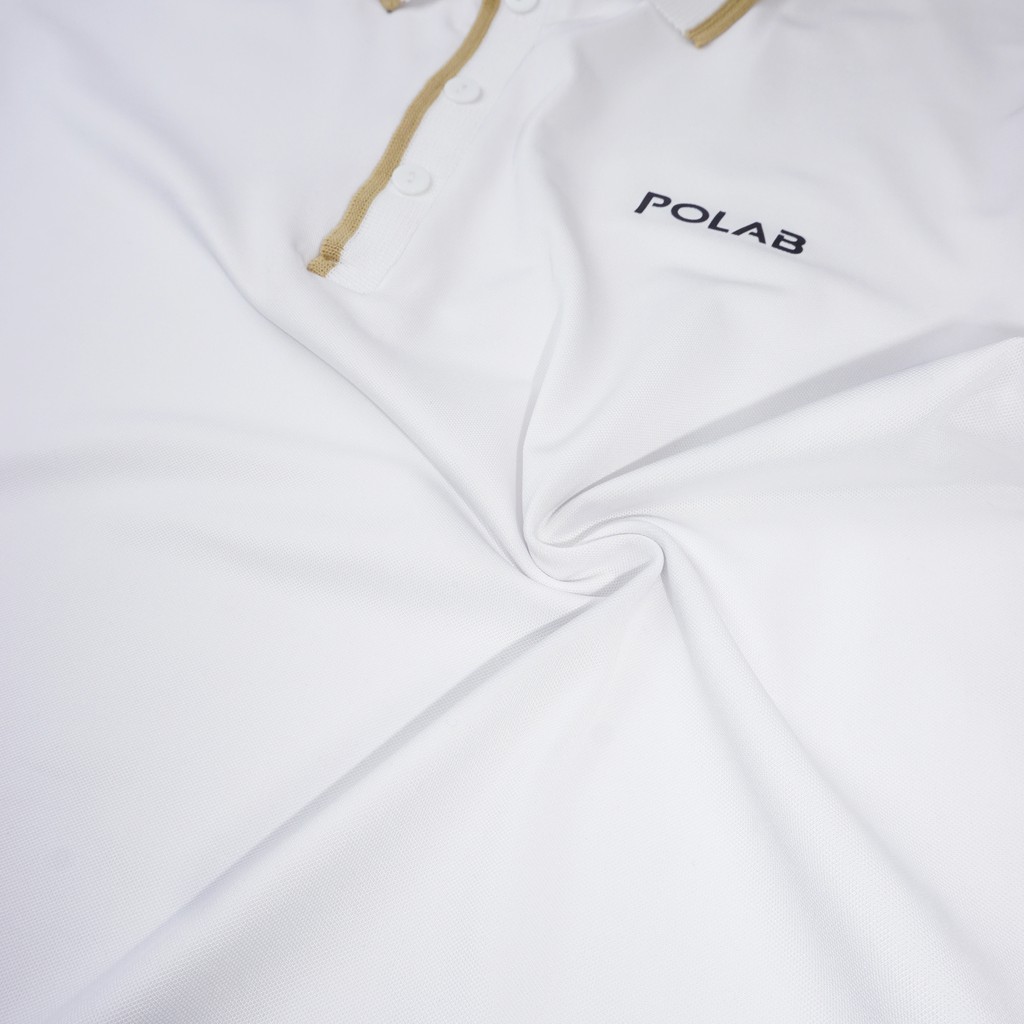 Áo Polo Cổ Viền POLAB Màu Trắng Chất CVC Thoáng Mát Thanh Lịch, Sang Trọng