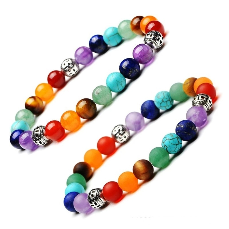 Vòng Tay Chuỗi Hạt Chakra 8Mm Nhiều Màu Sắc Giảm Căng Thẳng