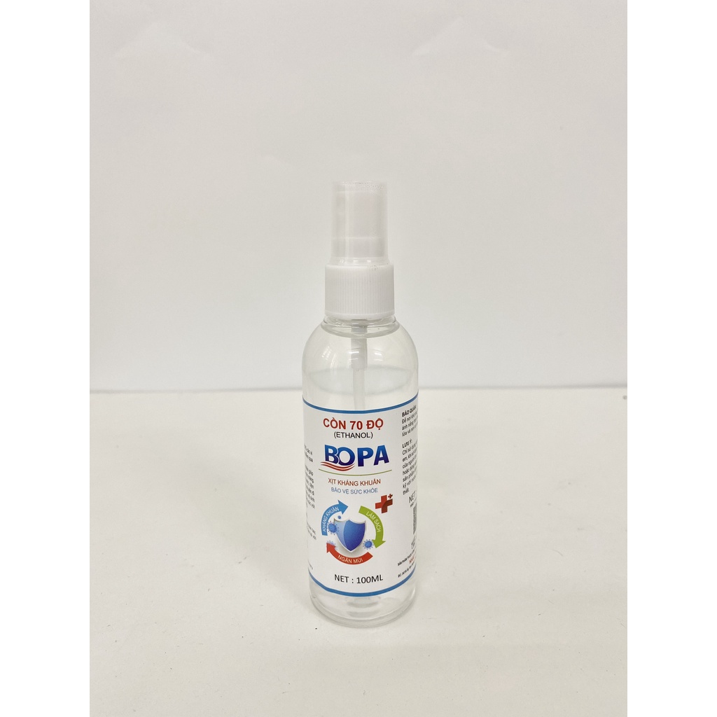 Cồn Y Tế 70 độ sát khuẩn - Dung dịch sát khuẩn 70 Độ BOPA - Diệt khuẩn,sát trùng vết thương dạng bình xịt - chai 100 mil