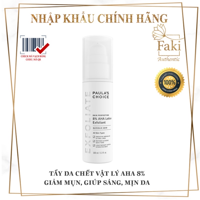 Gel loại bỏ tế bào chết Paula's Choice Skin Perpecting 8% AHA Gel Exfoliant - 100ml Giảm mụn, sáng da