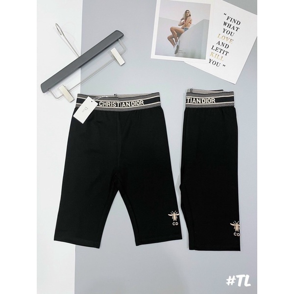 Quần Ngố Legging Cạp Chữ Logo Thêu