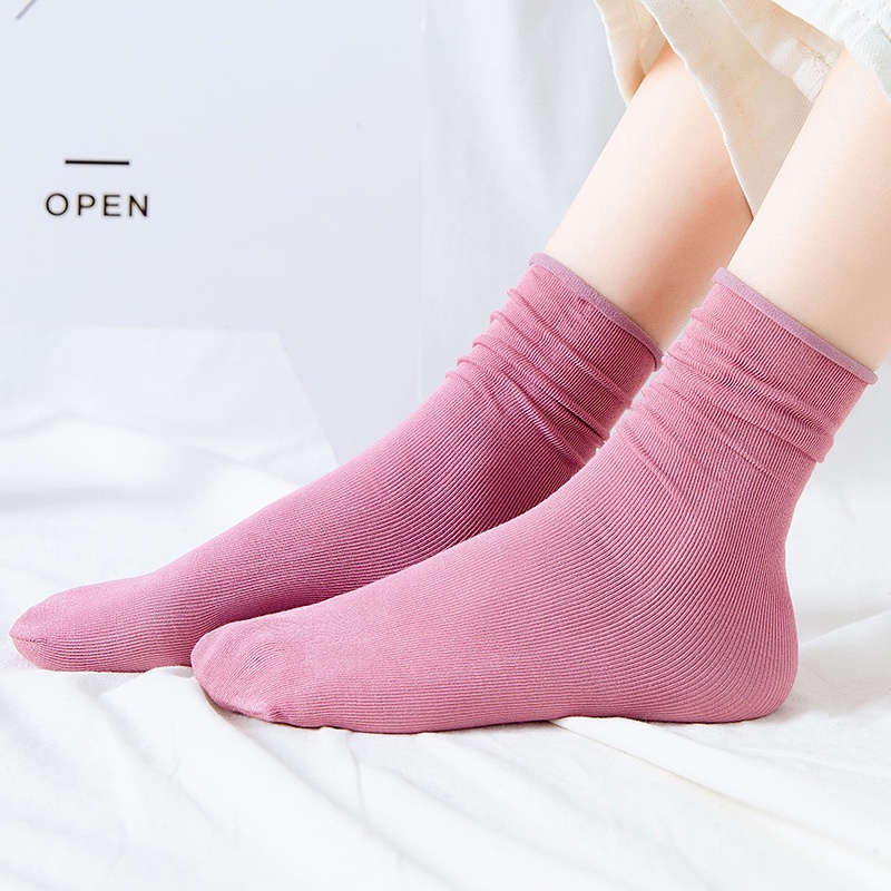 Tất vớ nữ nam cao cổ dài trắng dễ thương hàn quốc đẹp iLita chân thấp nhún đủ màu trơn đen, đỏ, vàng, xám, xanh