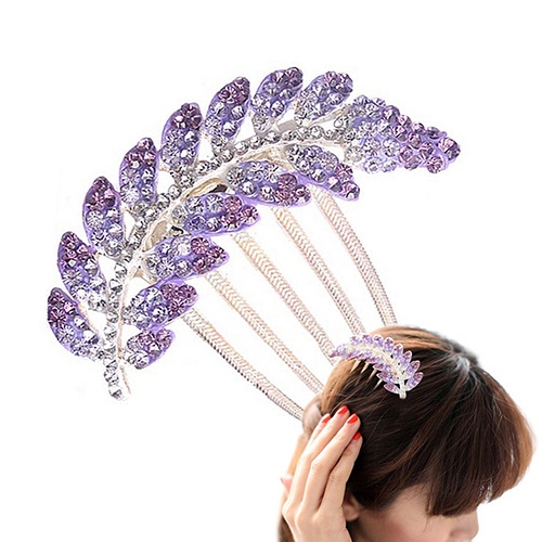 Lược Cài Tóc Hình Chiếc Lá Đính Đá Sang Trọng