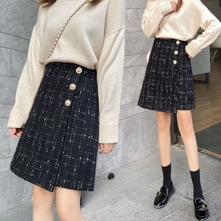 [Order] Chân váy vạt chéo khuy kiểu dạ tweed hot trend có size hàng Quảng Châu đẹp (có ảnh thật)
