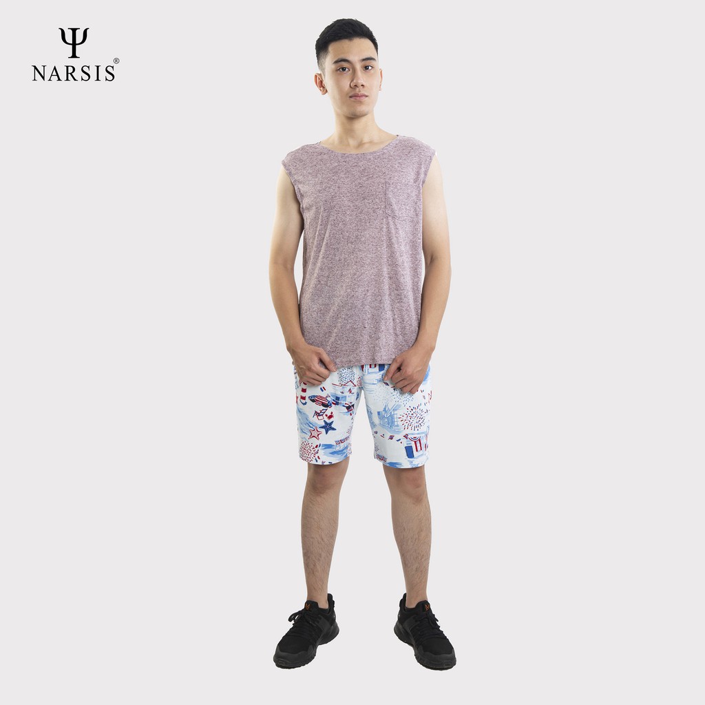 Quần Short nam Narsis S0008 trắng in họa tiết sao biển