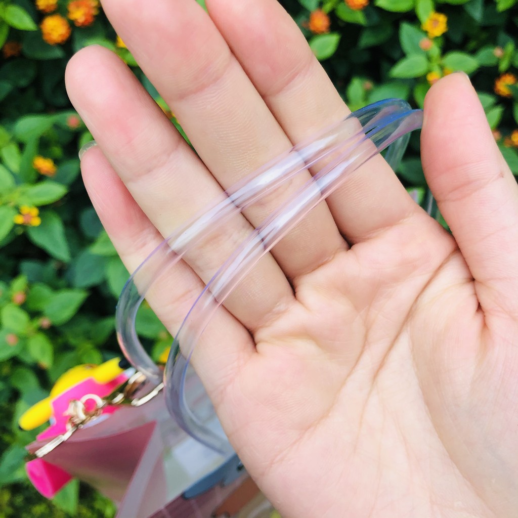 Túi plastic đã năng đựng đồ dùng, đồ trang điểm tiện lợi dễ thương màu hồng