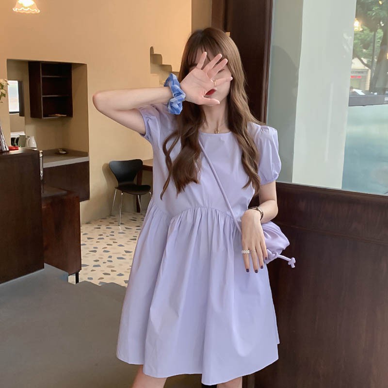 Đầm tay ngắn màu trơn xinh xắn cho nữ | BigBuy360 - bigbuy360.vn
