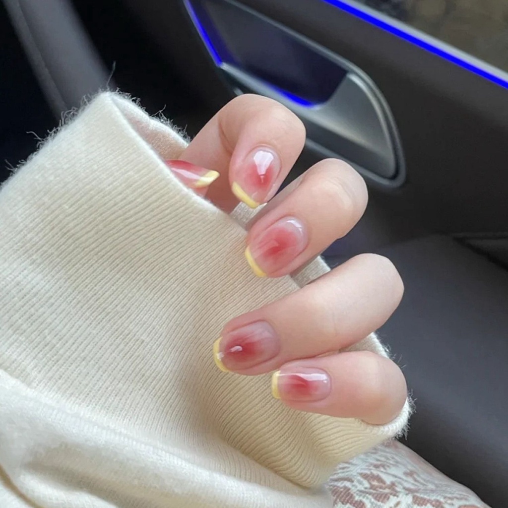 [Hàng mới về] Set 24 móng tay giả đầu tròn có thể tháo rời thời trang cho nữ kèm đồ dũa và keo