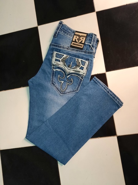 Quần jeans nam nắp túi chỉ nổi
