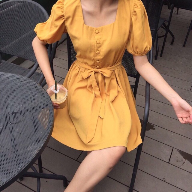 KÈM ẢNH THẬT Đầm xoè tay nhún phồng Zachary