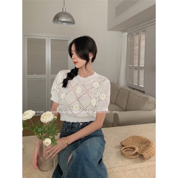 💥 Áo Len Mongtoghi Hoa Nổi Croptop Siêu Hót 💥