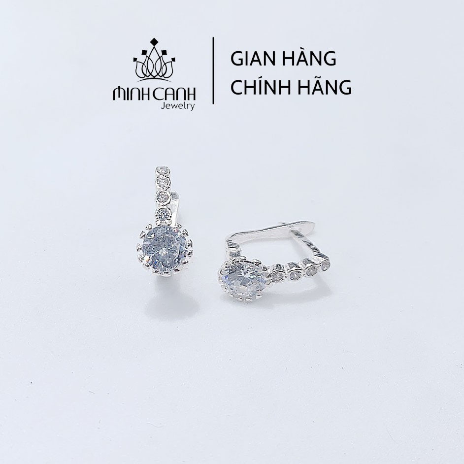 Bông Tai Bạc Khóa Bấm Đá Tròn - Minh Canh Jewelry