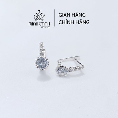 Bông Tai Bạc Khóa Bấm Đá Tròn - Minh Canh Jewelry