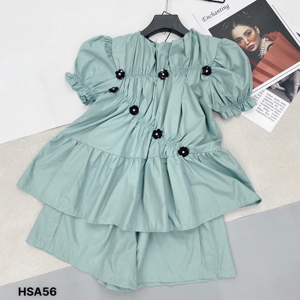 (MẪU MỚI-FREESHIP) Set bộ đùi đính hoa đen_HSA56