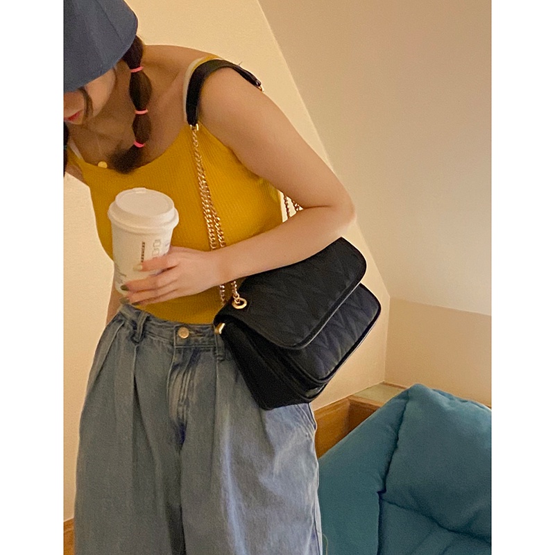 Túi Xách Đính Đá Phối Dây Xích Thời Trang Mùa Hè 2021 Cho Nữ