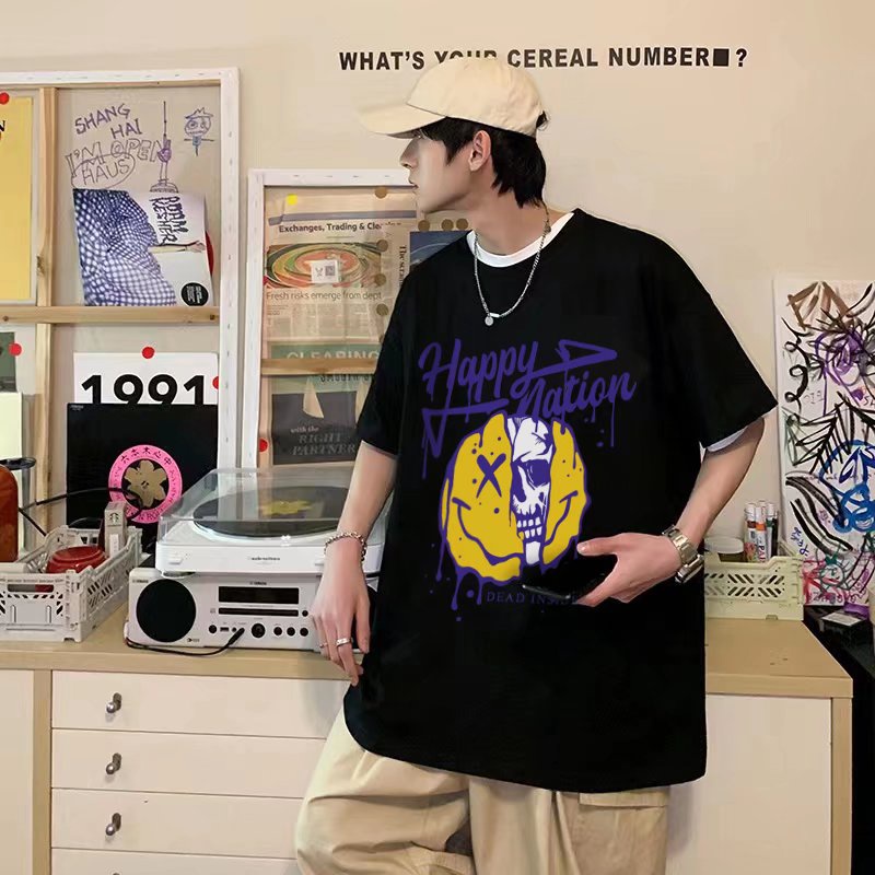 Áo Thun Tay Ngắn Dáng Rộng In Họa Tiết Hoạt Hình Phong Cách Hip Hop Hàn Quốc Thời Trang Mùa Hè Cho Nam Và Nữ size M-5XL