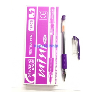 Bút gel nước Mini Cenvava viết siêu êm 0.5mm màu tím [VPP Hải Nhật]