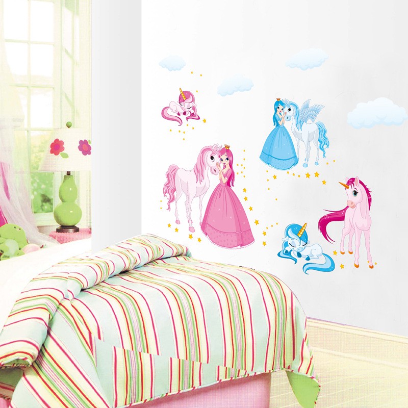 Decal dán tường công chúa nhỏ và ngựa pony IM8362