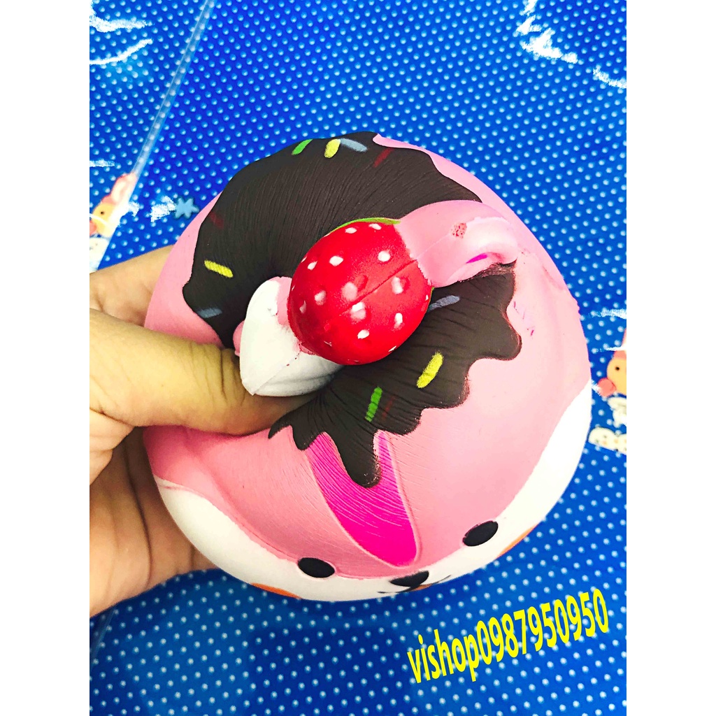 Squishy Lớn JUMBO Hình kem gấu mũ dâu socola Đồ Chơi Xốp Giảm Stress Hình mềm mịn dễ Thương đàn hồi Cho Bé