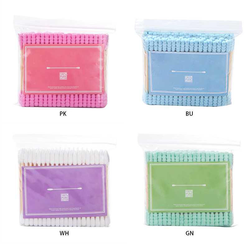 Hộp 100 Tăm Bông Cotton Hai Đầu Nhiều Màu