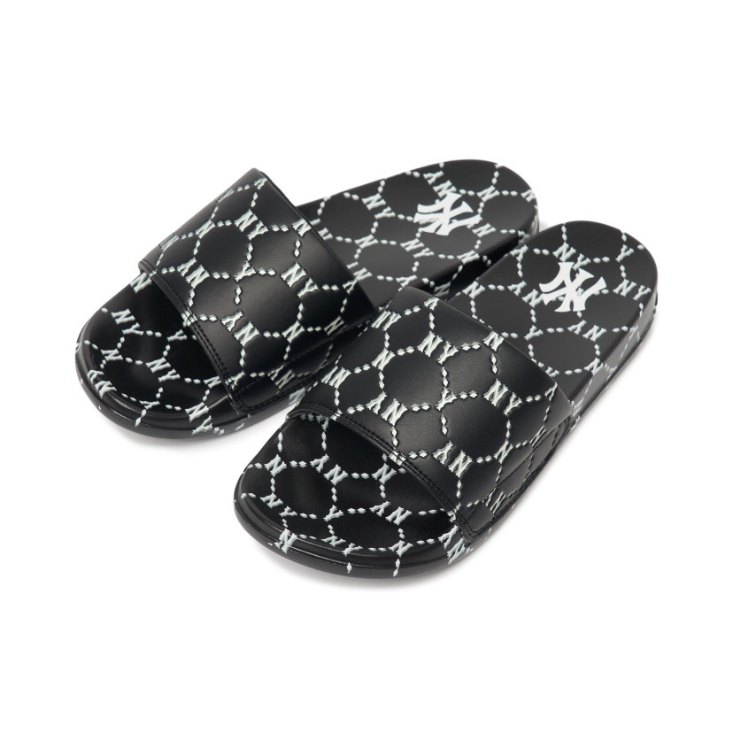 Dép MLB Mound Dia Monogram CHÍNH HÃNG MLB Mound Dia Monogram New York Yankees Black Slide - Simple Sneaker