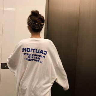A254 ÁO THU ĐÔNG ULZZANG CAUTION. (ẢNH THẬT Ở CUỐI)