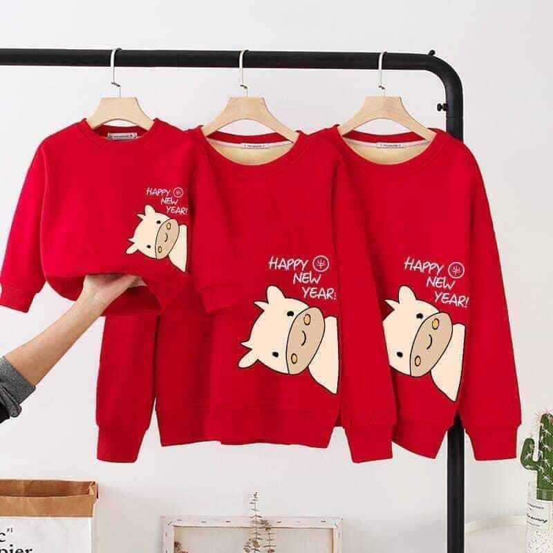 Áo SWEATER TẾT 2022 thu đông dài tay gia đình 3/4/5 người-áo đôi cặp phom rộng chất đẹp đủ size từ bé 5-90 kí [giá sĩ á]