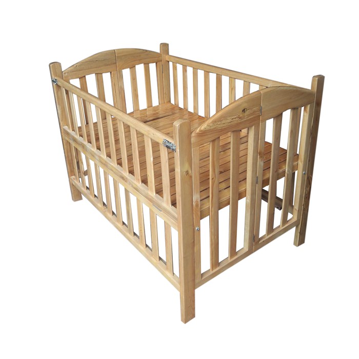 Giường cũi cho bé 2 trong 1 gỗ quế thơm cao cấp cỡ 80*120cm