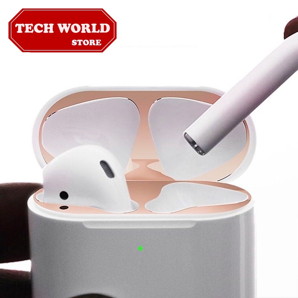 Miếng dán bảo vệ tai nghe kim loại mạ vàng siêu mỏng chống bụi cho phụ kiện tai nghe bluetooth inpods i12, Airpods 1, 2