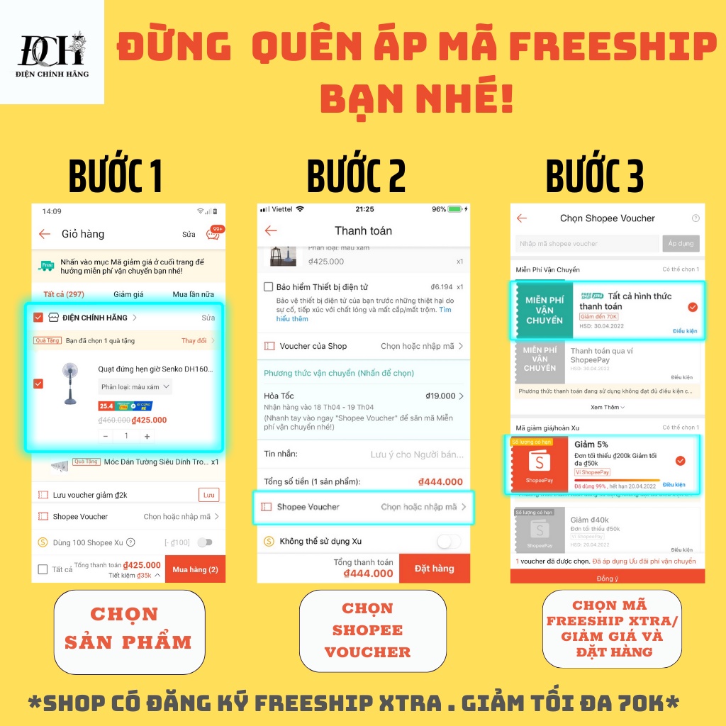 Quạt đứng Senko có hẹn giờ DH1600 - Hàng chính hãng