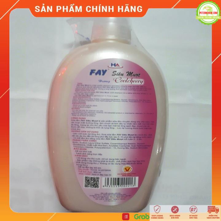 Sữa tắm cho chó mèo Fay FREESHIP Fay Coolcheery 800ml - siêu mượt - thơm dưỡng lông - PetZoneHCM