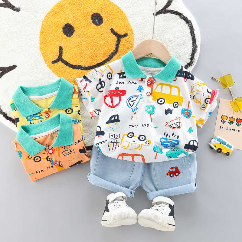Set Áo polo Tay Ngắn & Quần short denim Cho Bé Trai 0-5 Tuổi