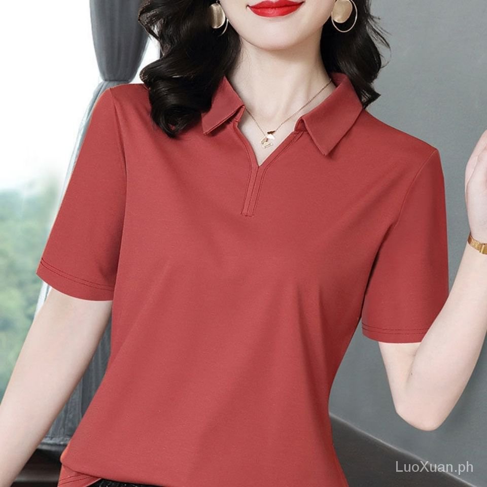Áo Sơ Mi Tay Ngắn Dáng Rộng Thời Trang Cho Phụ Nữ Trung Niên