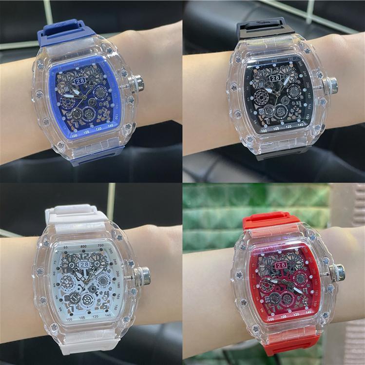 Đồng Hồ Quartz Miller Mặt Tròn Lớn Dây Silicone Trong Suốt