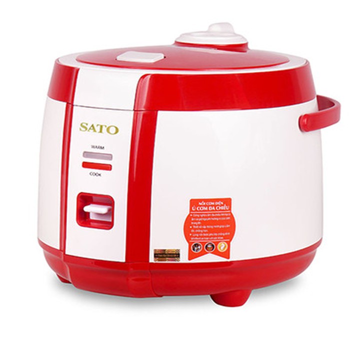 Nồi Cơm Điện SATO 18F041 1.8L - Đỏ + Trắng, Dung Tích Lớn, Thiết Kế Sang Trọng