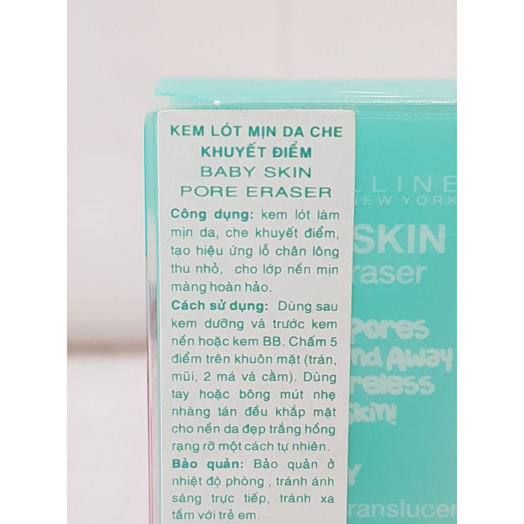 Kem Lót Mịn Da Maybelline Baby Skin Pore Eraser New York