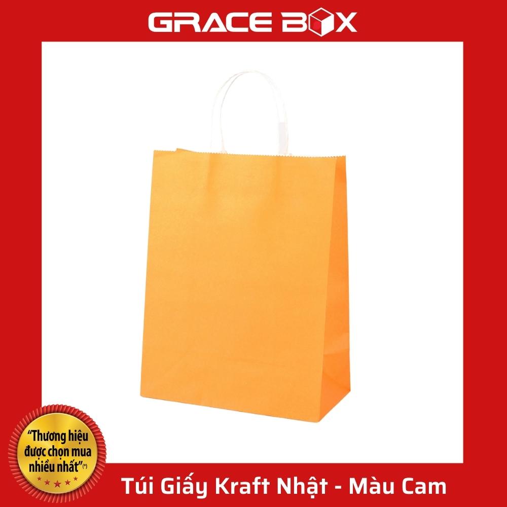 {Giá Sỉ} Túi Giấy Kraft Nhật Bản Cao Cấp - Size 21 x 11 × 27 cm - Màu Cam - Siêu Thị Bao Bì Grace Box