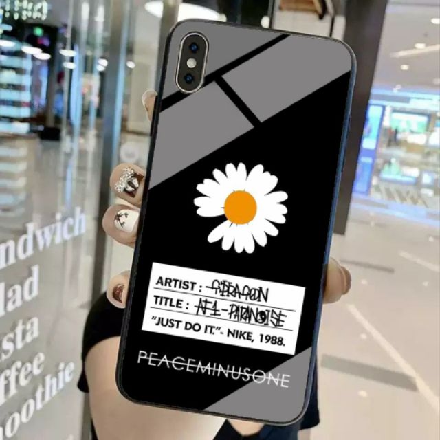 Ốp Lưng Kính Bóng hoa Cúc 13ProMax 12ProMax 11ProMax XSMAX X XS 7Plus FUKISHOP