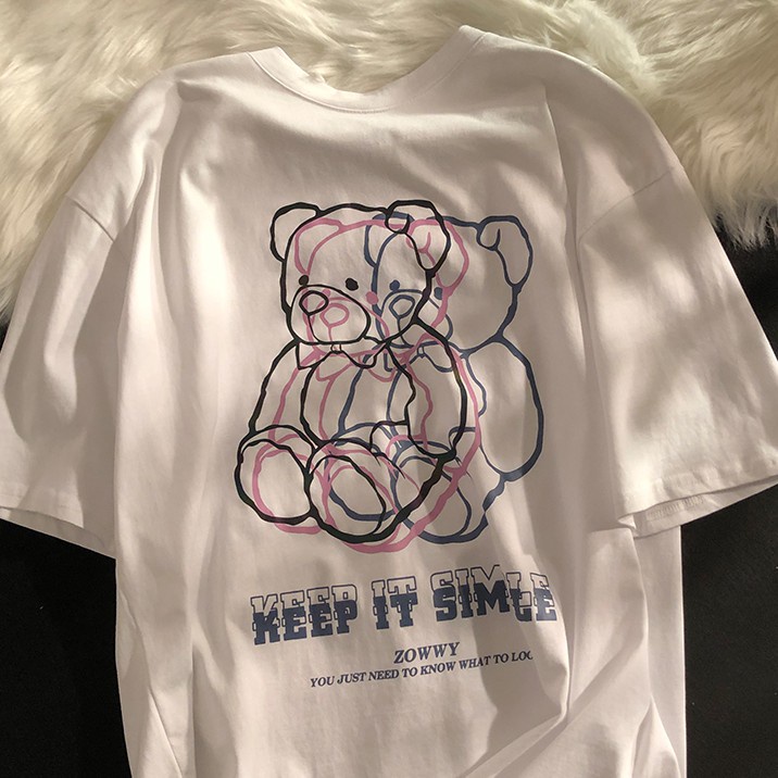 Happy-store  Áo Thun Tay Ngắn Cổ Tròn In Họa Tiết Thời Trang Mùa Hè Hàn Quốc Cho Nữ