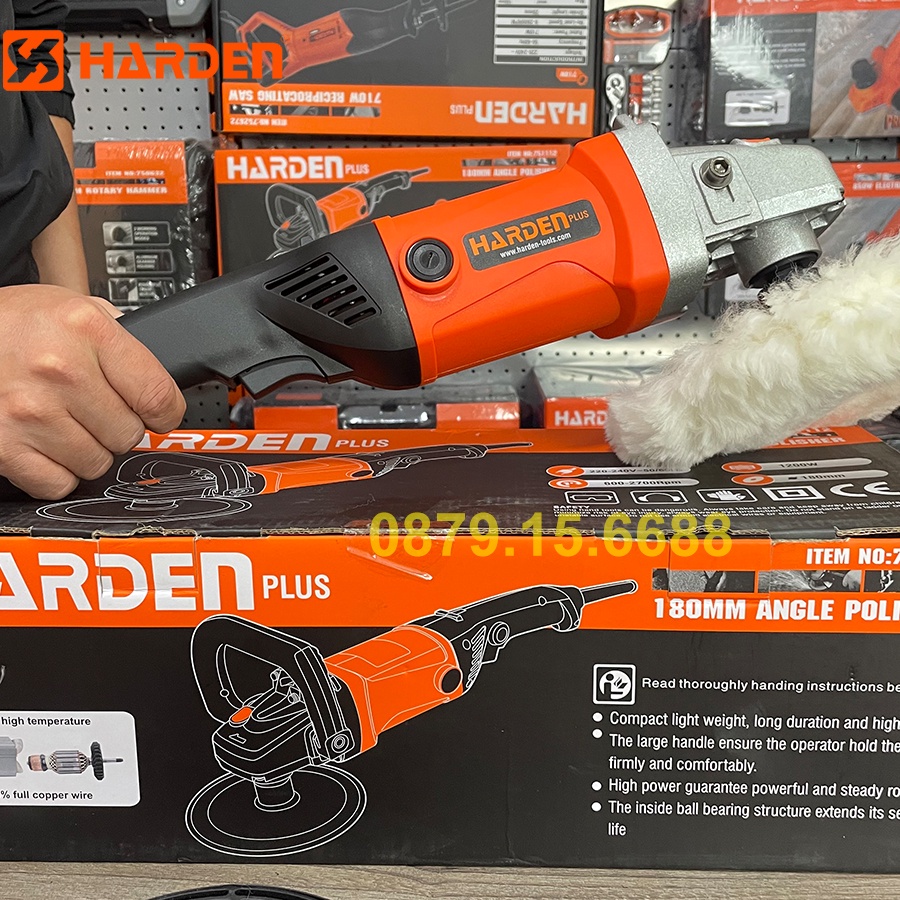 Máy đánh bóng, harden 751112, công suất 1200w, cốt 14mm, bảo tín official store