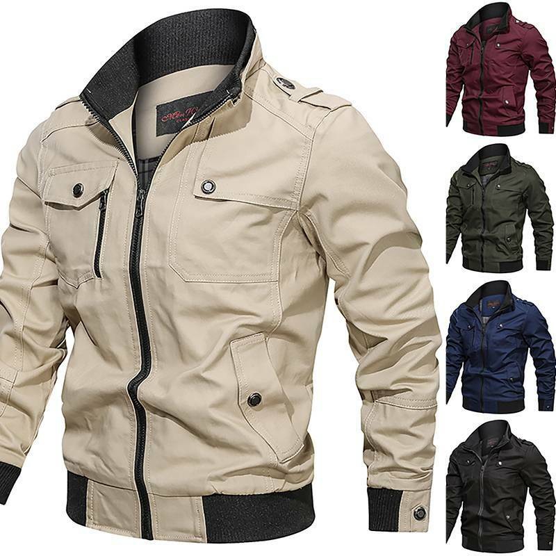 CL❀❀ Men Tactical Military Army Jacket Zip Winter Cargo Standing Collar | BigBuy360 - bigbuy360.vn