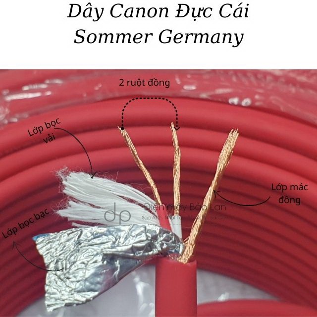 Dây Canon Đực Cái, Hãng Sommer Germany, Màu Đỏ, Đồng Nguyên Chất, BH 6 Tháng
