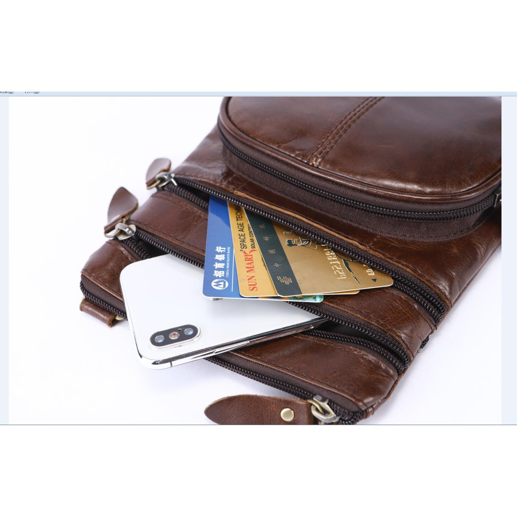 Túi đeo chéo chất liệu da bò cổ điển cho nam